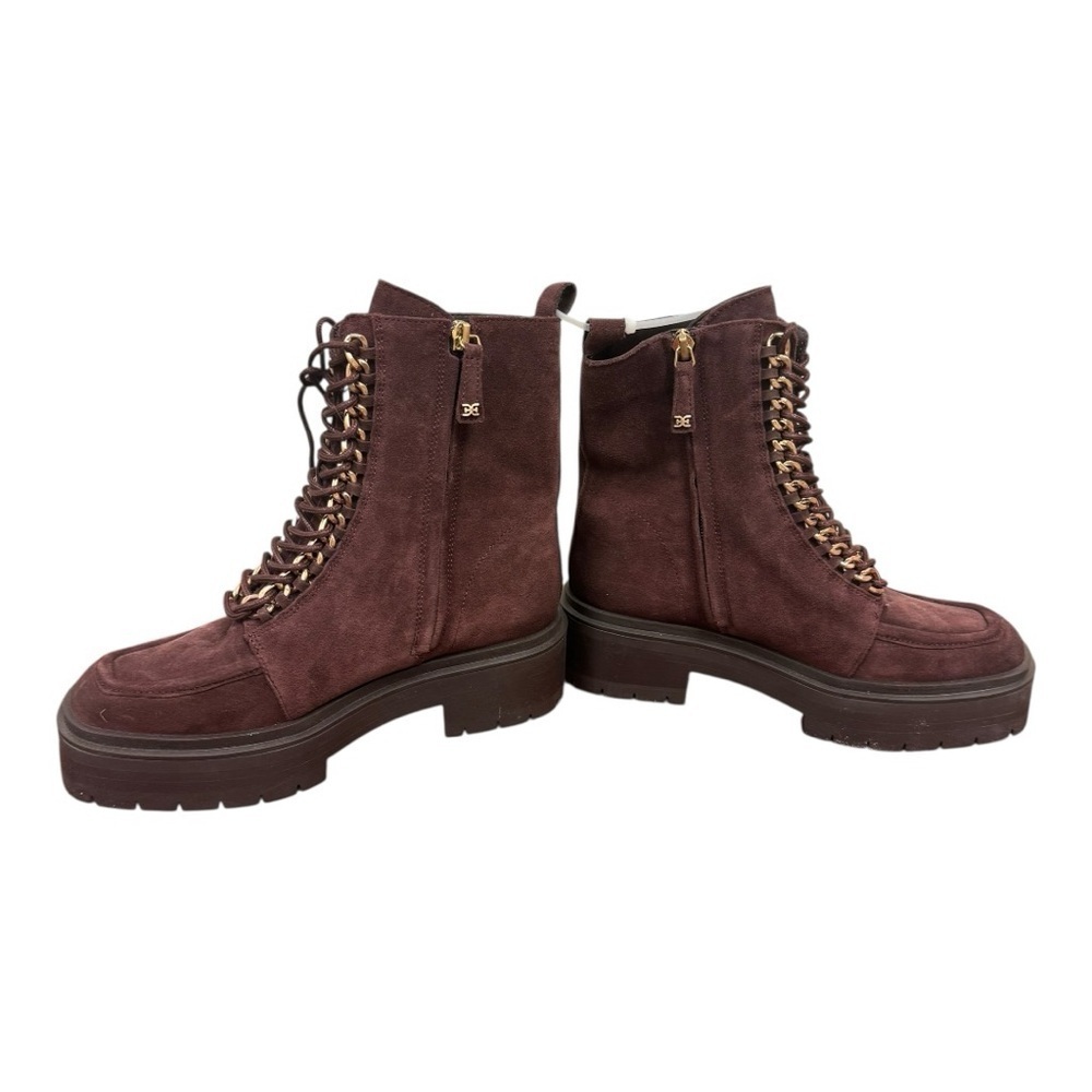 Sam Edelman Womens Lovrin Platform Combat Burgundy Suede Lace Up Boots 7 EUC - Picture 2 of 11